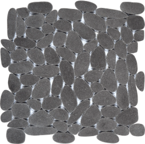 White&Black Sliced Reconstituted Pebble Mosaic Interlocking - stone (12x12) tile